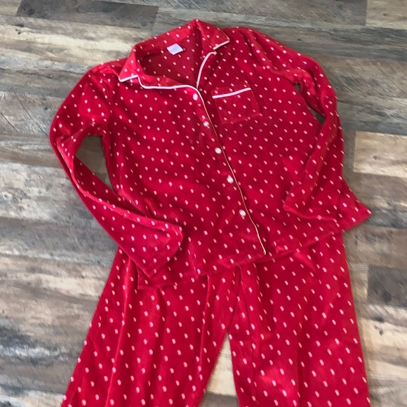 Adonna red/white dots fleece pajama set size XS - Picture 2 of 4